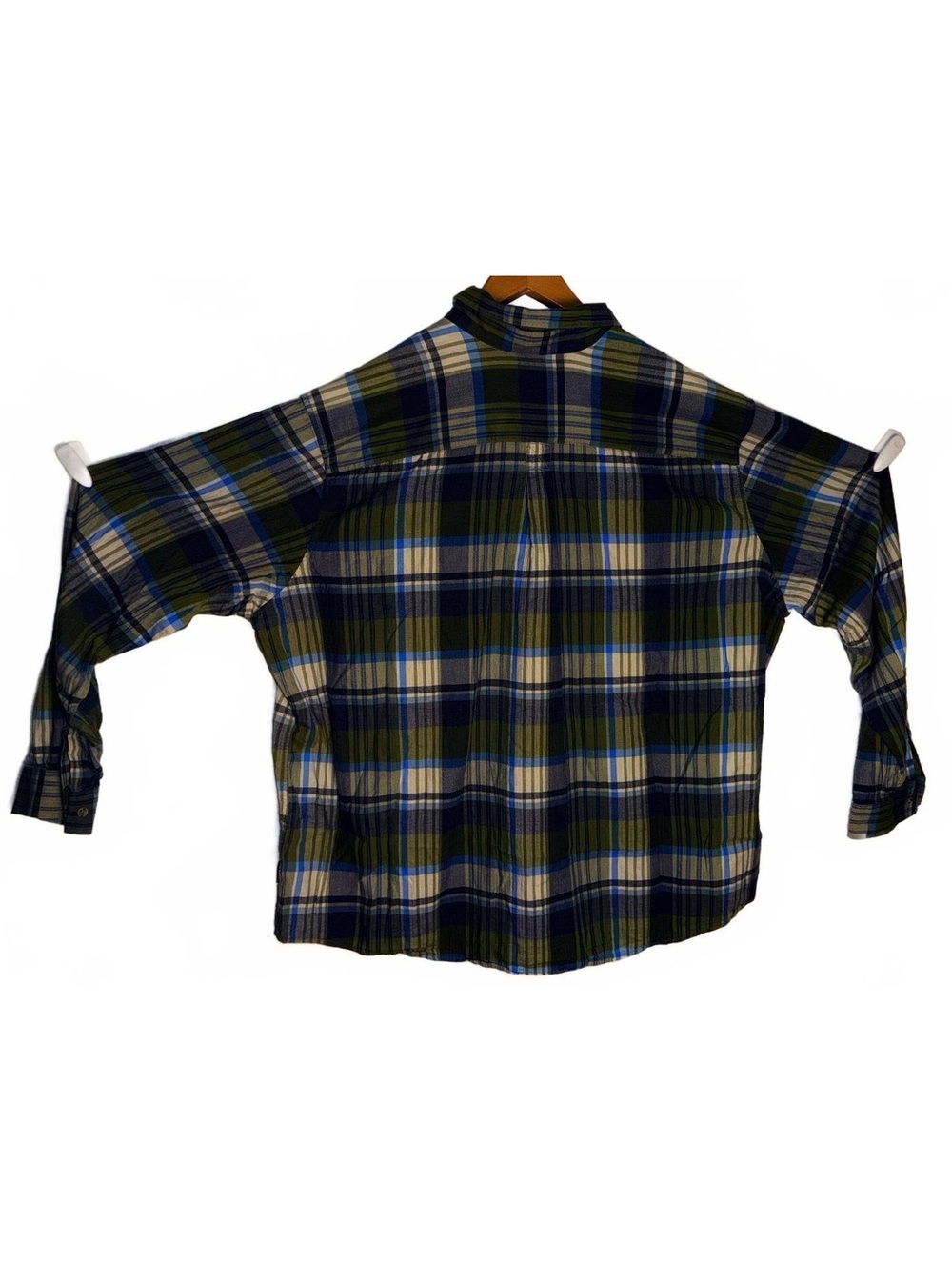 Eddie Bauer Men's 3XL Green Blue Plaid Button-Up Shirt Style - Picture 3 of 5